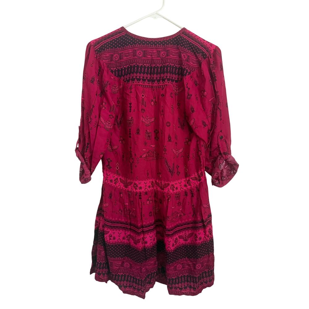 Spell & The Gypsy Phoenix Play Dress – Magenta – Boho Long Sleeve Mini – XS - Picture 6 of 8